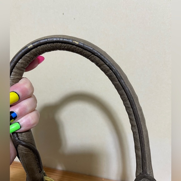 J. CREW Large Tan Pebbled Leather Turnlock Tote Shoulder Bag Purse - Picture 11 of 12